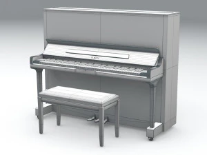 pianoforte verticale con sgabello Modello 3D