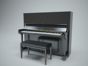 upright piano with stool 3D मॉडल