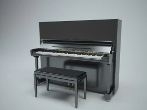 pianoforte verticale con sgabello Modello 3D