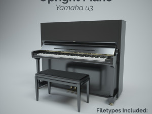 upright piano with stool 3D मॉडल