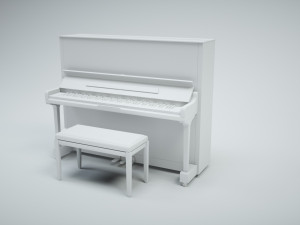 upright piano with stool 3D मॉडल