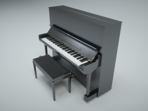 upright piano with stool 3D मॉडल