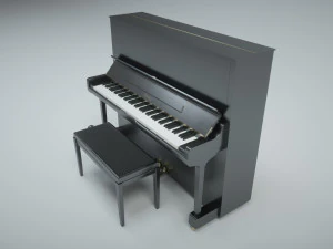 pianoforte verticale con sgabello Modello 3D