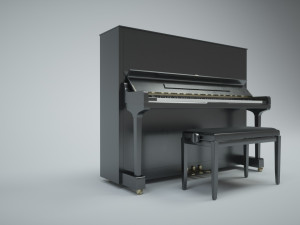 upright piano with stool 3D मॉडल