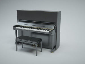 upright piano with stool 3D मॉडल