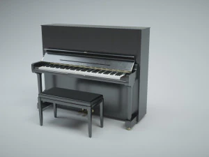 pianoforte verticale con sgabello Modello 3D