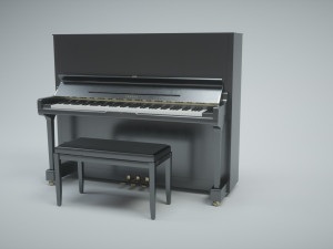 upright piano with stool 3D मॉडल
