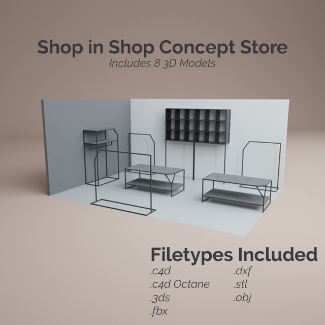 shop in shop store 3D मॉडल .c4d .max .obj .3ds .fbx .stl .blend 