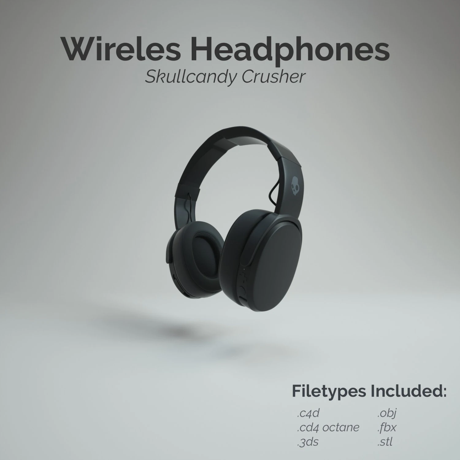 skullcandy crusher wireless headphone 3D Model .c4d .max .obj .3ds .fbx .stl .blend 