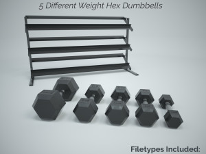 dumbbell set and rack 3D Model