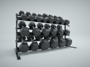 dumbbell set and rack 3D Модель