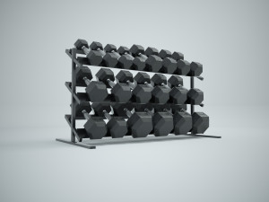 dumbbell set and rack 3D Модель