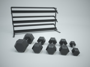dumbbell set and rack 3D Модель
