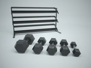 dumbbell set and rack 3D Model