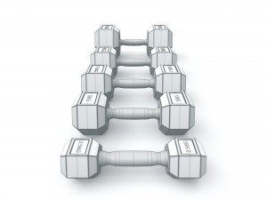 dumbbell set and rack 3D Модель