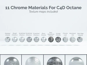 11 chrome materials for c4d octane render texture CG Textures