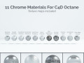 11 Chrome Materials for C4D Octane render Texture Modèle 3D