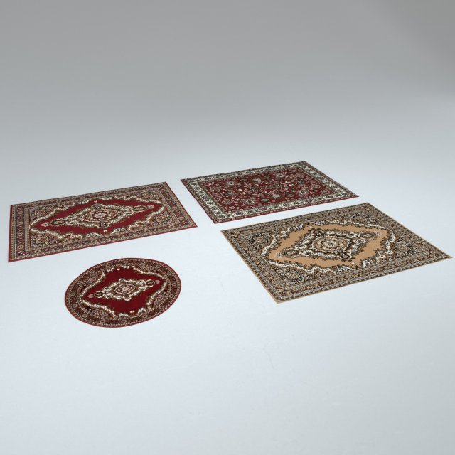4 persian rugs Model 3D .c4d .max .obj .3ds .fbx .stl .blend