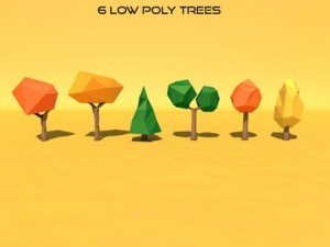 6 low poly trees 3D मॉडल