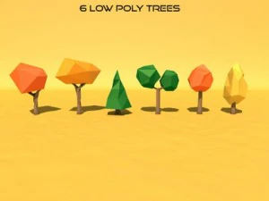 6개의 로우 폴리 트리 3D 모델