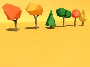 6 low poly trees 3D Model