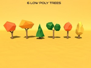 6 low poly trees 3D Модель