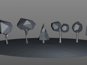 6 low poly trees 3D Модель