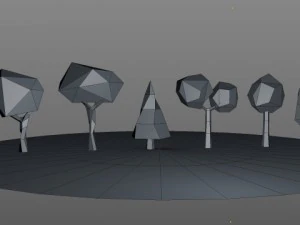 6 low poly trees 3D Model