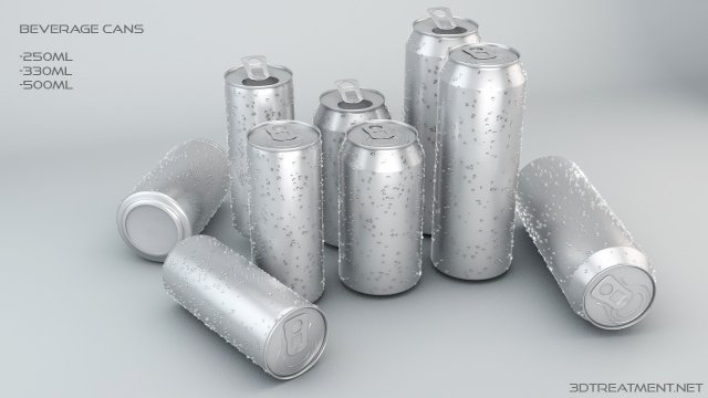 beverage cans in 3 sizes 3D 모델 .c4d .max .obj .3ds .fbx .stl .blend 