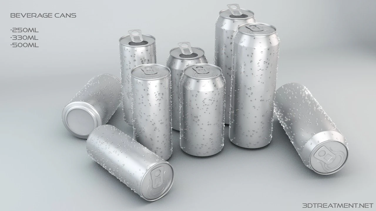 beverage cans in 3 sizes 3D Model .c4d .max .obj .3ds .fbx .stl .blend 