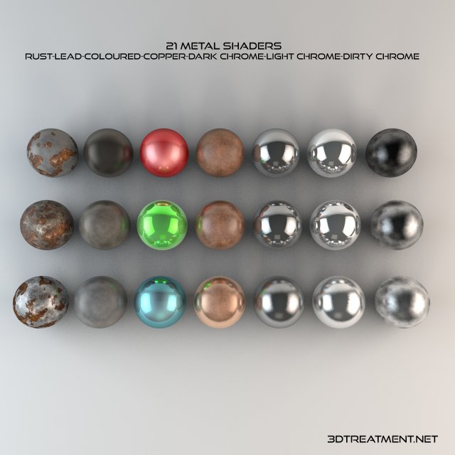 21 metal shaders CG Texturen .c4d .max .obj .3ds .fbx .stl .blend 