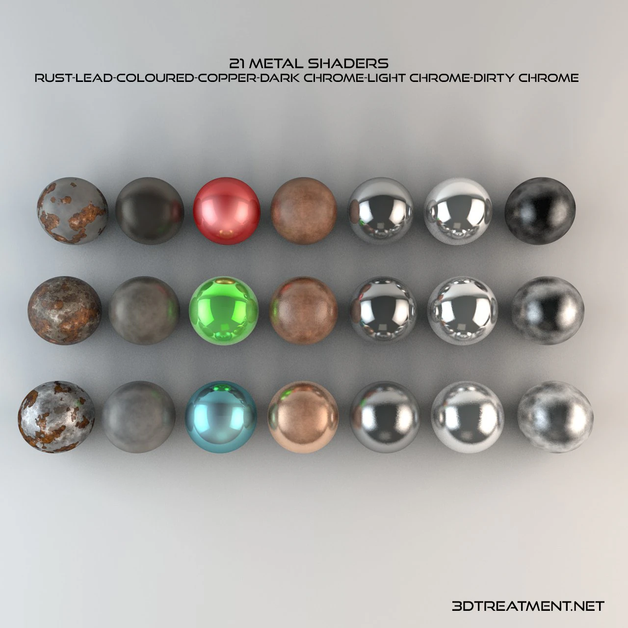 21 metal shaders CG Textures .c4d .max .obj .3ds .fbx .stl .blend 