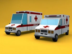 low poly ambulances 3D Model