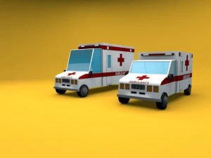 low poly ambulances 3D Model