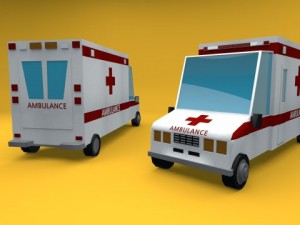 low poly ambulances Model 3D
