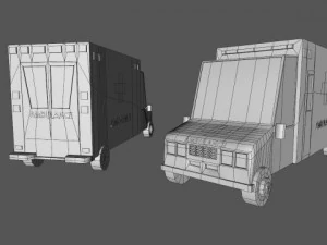 low poly ambulances 3D Model