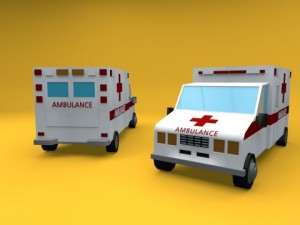 low poly ambulances Model 3D