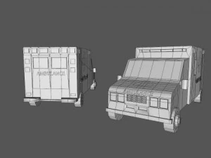 low poly ambulances 3D Model