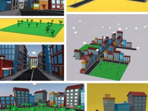 pacote de cidade low poly Modelo 3D