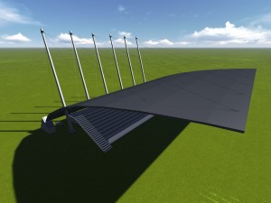 cable sun protection with stadium 3D-Modell