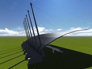 cable sun protection with stadium 3D मॉडल