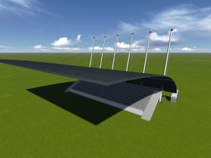 cable sun protection with stadium 3D मॉडल