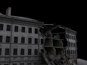 low poly destroyed building 3D Model