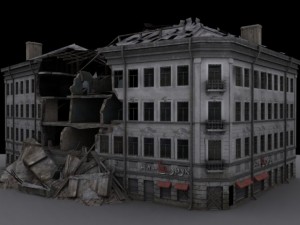 low poly destroyed building 3D Model