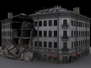 low poly destroyed building 3D Model