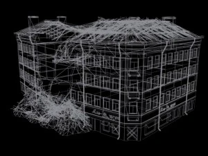 low poly destroyed building 3D Model