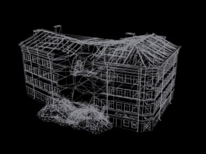 low poly destroyed building 3D Model