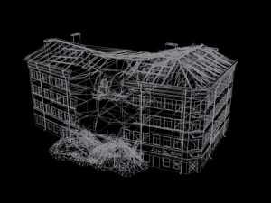 low poly destroyed building 3D Model