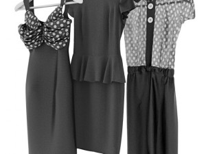 realistic dresses on hangers 3D Model