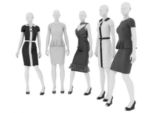 female mannequins in dresses01 3D Model